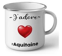 Fabulous Mug en métal émaille J'adore L'Aquitaine Region Bordeaux Blanc G