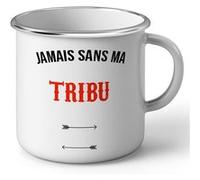 Fabulous Mug en métal émaille Jamais Sans Ma Tribu Fleche Blanc G