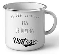 Fabulous Mug en métal émaille Je Ne Vieillis Pas Je Deviens Vintage Blanc G