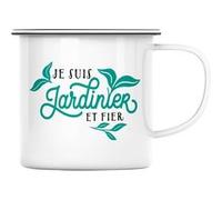 Fabulous Mug en métal émaille Je suis Jardinier et Fier Blanc G