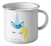 Fabulous Mug en métal émaille Je Suis Une Licorne Laissez-Moi Dormir S'il Vous Plaît Blanc G