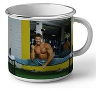 Fabulous Mug en métal émaille Jean Claude Van Damme Body Building Blanc G