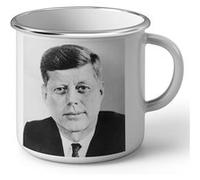 Fabulous Mug en métal émaille John F. Kennedy JFK President Etats Unis Blanc G