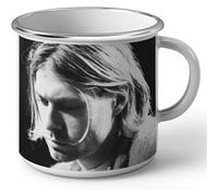 Fabulous Mug en métal émaille Kurt Cobain Nirvana Portrait Noir et Blanc Blanc G
