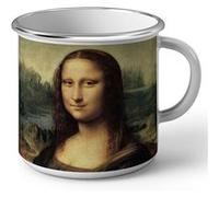 Fabulous Mug en métal émaille La Joconde Leonard De Vinci Peinture Blanc G