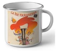 Fabulous Mug en métal émaille La Vie Parisienne French Cancan 1921 Blanc G