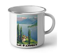 Fabulous Mug en Métal Emaillé Lac D'Annecy France Affiche Poster Vintage Voyage Art Deco 30's