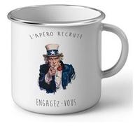 Fabulous Mug en métal émaille L'apero Recrute Engagez Vous Oncle Sam Blanc G