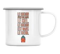 Fabulous Mug en métal émaille Le Chemin N'est Pas Dans Le Ciel Buddha Blanc G