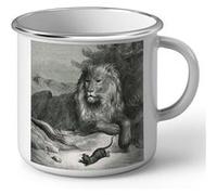 Fabulous Mug en métal émaille Le Lion Et Le Rat Fable LaFontaine Gustave Dore Blanc G