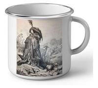 Fabulous Mug en métal émaille Le Loup Devenu Berger Fable LaFontaine Gustave Dore Blanc G