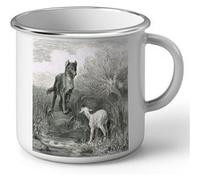 Fabulous Mug en métal émaille Le Loup Et l'Agneau Fable LaFontaine Gustave Dore Blanc G