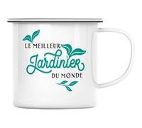 Fabulous Mug en métal émaille Le Meilleur Jardinier du Monde Blanc G