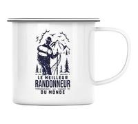 Fabulous Mug en métal émaille Le Meilleur Randonneur du Monde Blanc G