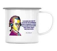Fabulous Mug en métal émaille Le Vrai Génie Sans Coeur Est Un Non-sens Mozart Blanc G