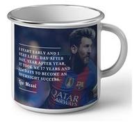 Fabulous Mug en métal émaille Leo Messi Citation Inspirante Anglais Blanc G