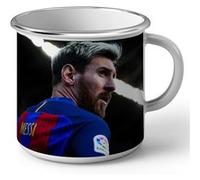 Fabulous Mug en métal émaille Leo Messi Vue de Derriere Barcelone Blanc G