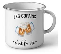 Fabulous Mug en métal émaille Les Copains C'est La Vie Biere Blanc G