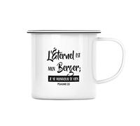 Fabulous Mug en Métal Emaillé L'éternel est mon Berger Psaume 23 Verset Bible Religion Spiritualité Citation