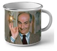 Fabulous Mug en métal émaille Louis De Funes Acteur Blanc G