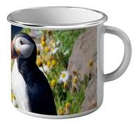 Fabulous Mug en métal émaille Macareux Fraterculini Oiseau Marin Blanc G