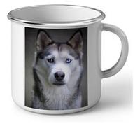Fabulous Mug en métal émaille Magnifique Husky Gros Chien Poil Long Blanc G