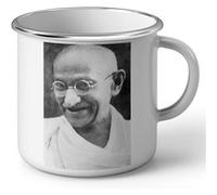 Fabulous Mug en métal émaille Mahatma Gandhi Inde Portrait Blanc G