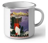 Fabulous Mug en métal émaille Marseille Bateaux Affiche Vintage Blanc G