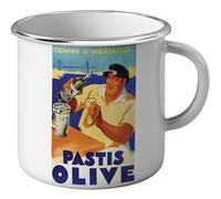 Fabulous Mug en métal émaille Marseille Olive Vieux Port Pastis Blanc G