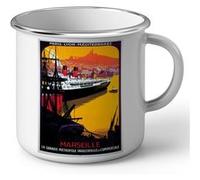 Fabulous Mug en métal émaille Marseille Port Affiche Vintage Blanc G