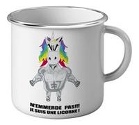 Fabulous Mug en métal émaille M'Emmerde pas Je Suis Une Licorne Blanc G