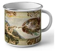 Fabulous Mug en métal émaille Michel-Ange La Création d'Adam Vatican Blanc G