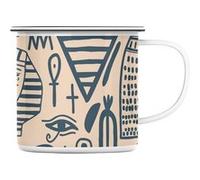Fabulous Mug en métal émaille Motif Hieroglyphes Egyptiens Blanc G