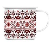Fabulous Mug en métal émaille Motif Rouge Style Broderie Pixel Blanc G