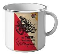 Fabulous Mug en métal émaille Motorcycling Moto Affiche Vintage Cafe Racer Blanc G