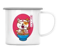 Fabulous Mug en métal émaille Neko Ramen Japon Chat Blanc G