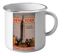 Fabulous Mug en métal émaille New York Empire State Building Poster Vintage Blanc G