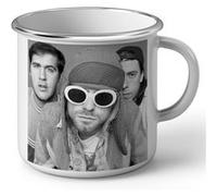 Fabulous Mug en métal émaille Nirvana Groupe Entier Kurt Cobain Blanc G