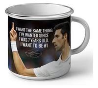 Fabulous Mug en métal émaille Novak Djokovic Tennis Citation Anglais Blanc G