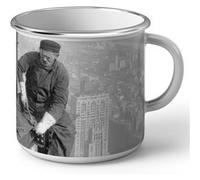 Fabulous Mug en métal émaille Ouvriers Gratte Ciel New York 1920 Blanc G