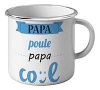 Fabulous Mug en métal émaille Papa Poule Papa Cool Bleu Blanc G