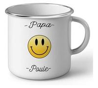 Fabulous Mug en métal émaille Papa Poule Smiley Pere Amour Tendresse Famille Blanc G