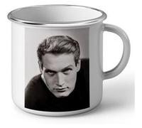 Fabulous Mug en métal émaille Paul Newman Acteur 60's Blanc G