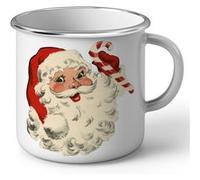 Fabulous Mug en métal émaille Pere Noel Vintage Retro Santa Claus 50's Blanc G