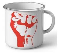 Fabulous Mug en métal émaille Poing Serre Resistance Partie Communiste Blanc G