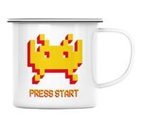 Fabulous Mug en métal émaille Press Start Space Invaders Blanc G