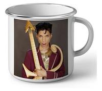 Fabulous Mug en métal émaille Prince Portrait Guitare Blanc G