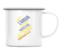 Fabulous Mug en métal émaille Que L'amour Inspire Toutes Vos Actions Bible Blanc G