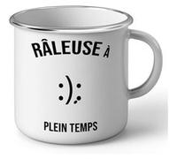 Fabulous Mug en métal émaille Raleuse A Plein Temps Humour Drole Sourire Blanc G