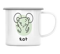 Fabulous Mug en métal émaille Rat Signe Astrologique Chinois Blanc G